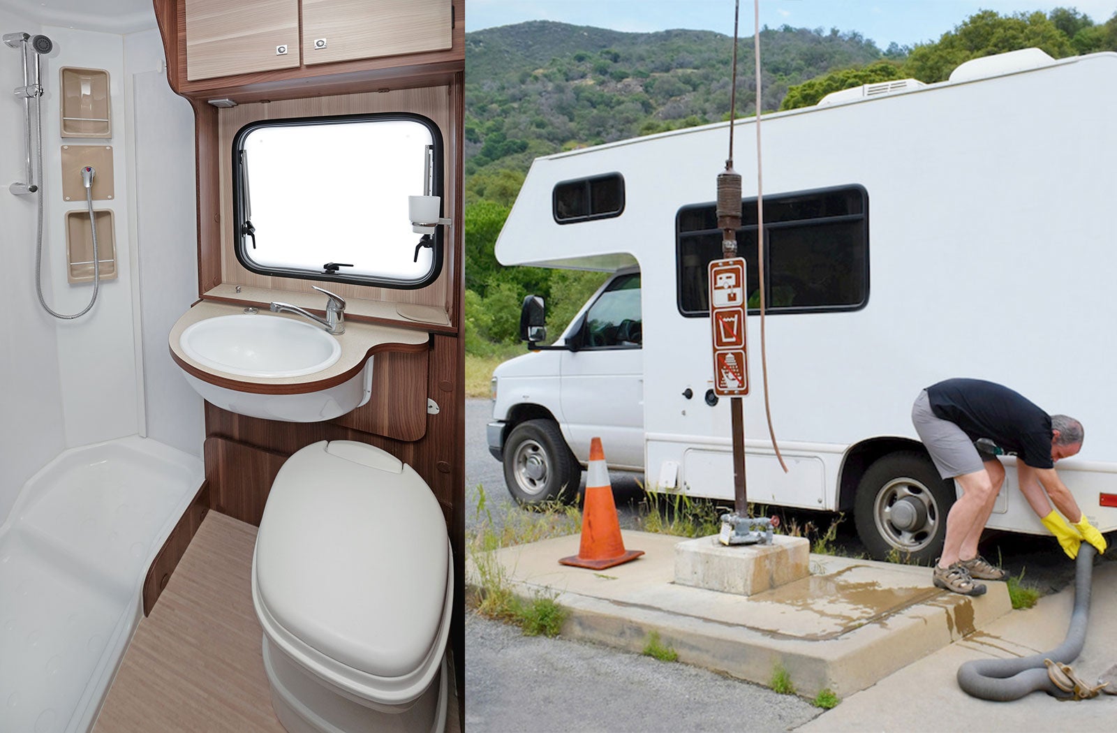 Portable RV/camper toilet and holding tank setup in Vancouver, Washington