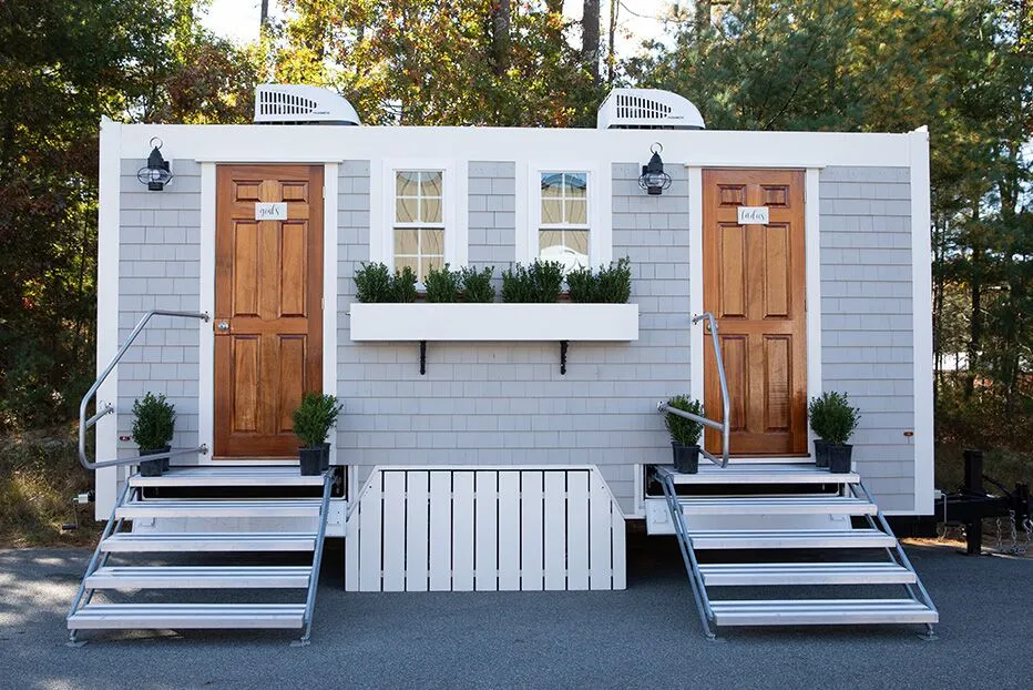 Wedding restroom units discretely staged at a venue in Vancouver, Washington